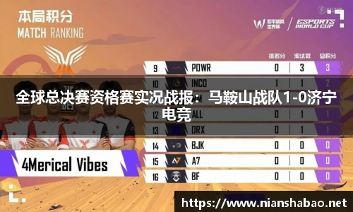 全球总决赛资格赛实况战报：马鞍山战队1-0济宁电竞